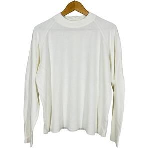 Debbie Morgan Zip Back Mock Neck Sweater Top Knit Casual Cream - XL